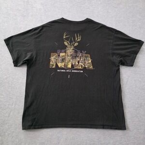 NRA Mens 2XL Black Go Play Outside Deer Camo Graphic T-Shirt Short Sleeve Cotton
